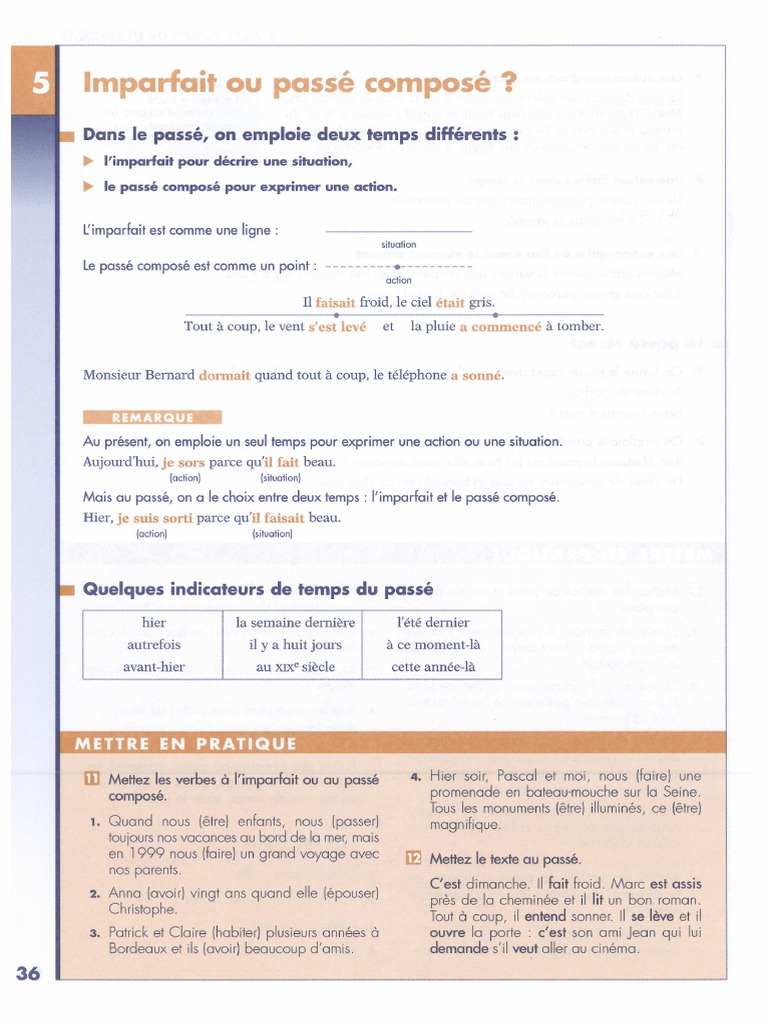 Imparfait Ou Passe Compose Pdf