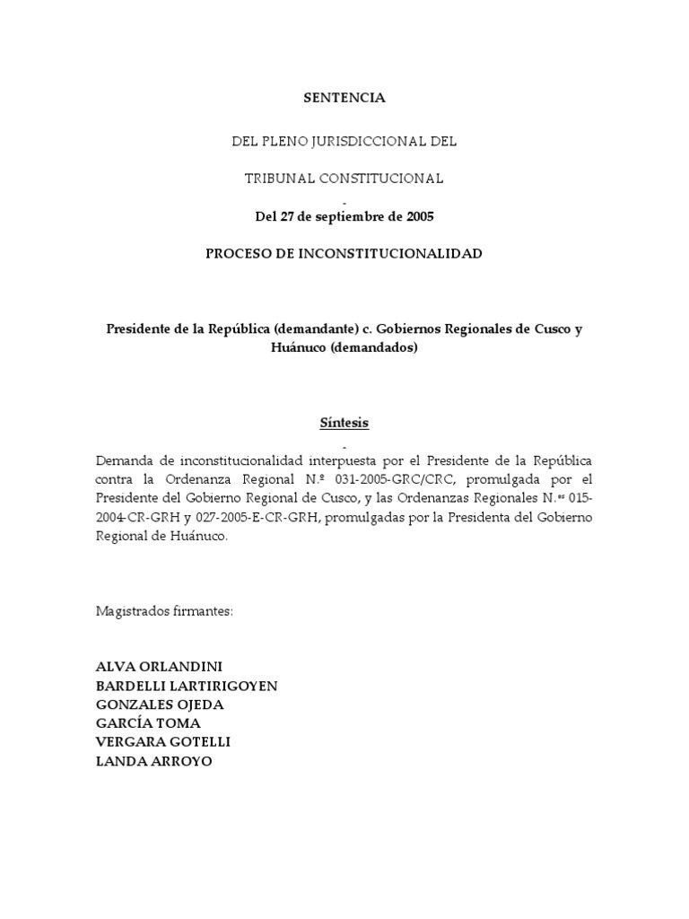 TC Sentencia Puno Hoja de Coca PDF Legislación Constitución