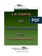 Hugo Von Hofmannsthal Carta de Lord Chandos