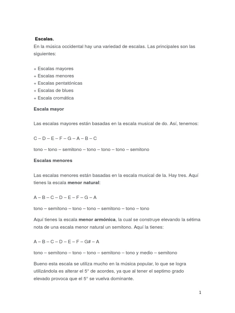 Escalas Pentatónicas Mayores y Menores | PDF | Escala (música) | Escala ...
