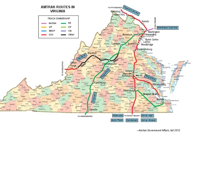 Amtrak Virginia train routes  Virginia  Railway