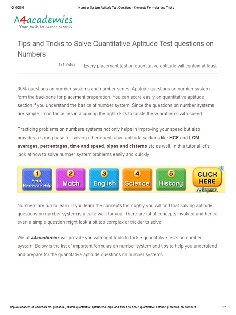Number system aptitude test questions concepts formulas and tricks 
