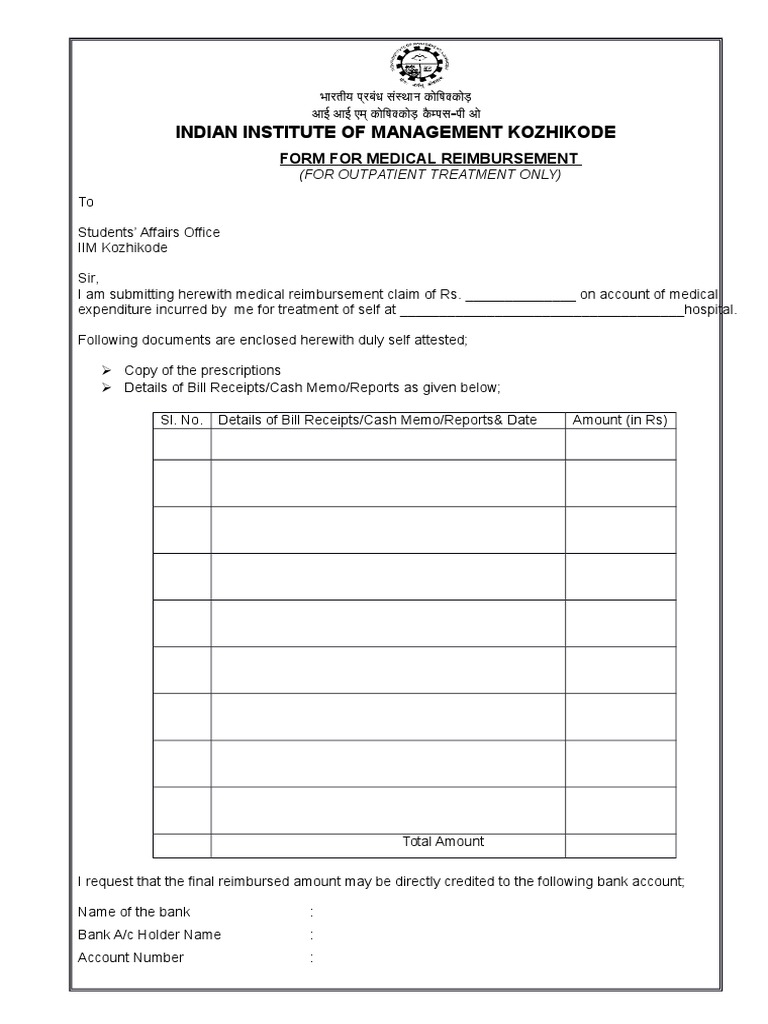 Medical Reimbursement Form PDF
