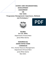Human Resource and Organizational Development Assignment ON The Topic "Programme Management: Importance, Methods and Techniques."