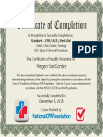 Certificate of Completion: Megan Vangorder