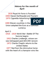 Today in History For The Month of April