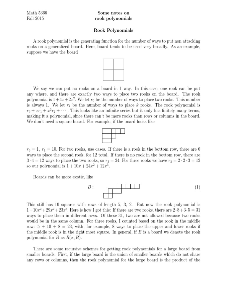 Rook Polynomials | Download Free PDF | Permutation | Polynomial