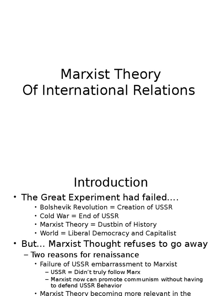 Marxist Theory in International Relations | PDF | Frankfurt School ...