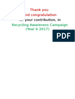Certificate of Participation (Recycling Campaign - Year 6 Go Green)