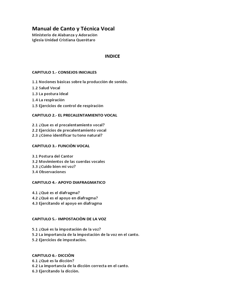 Manual de Canto y Técnica Vocal | PDF