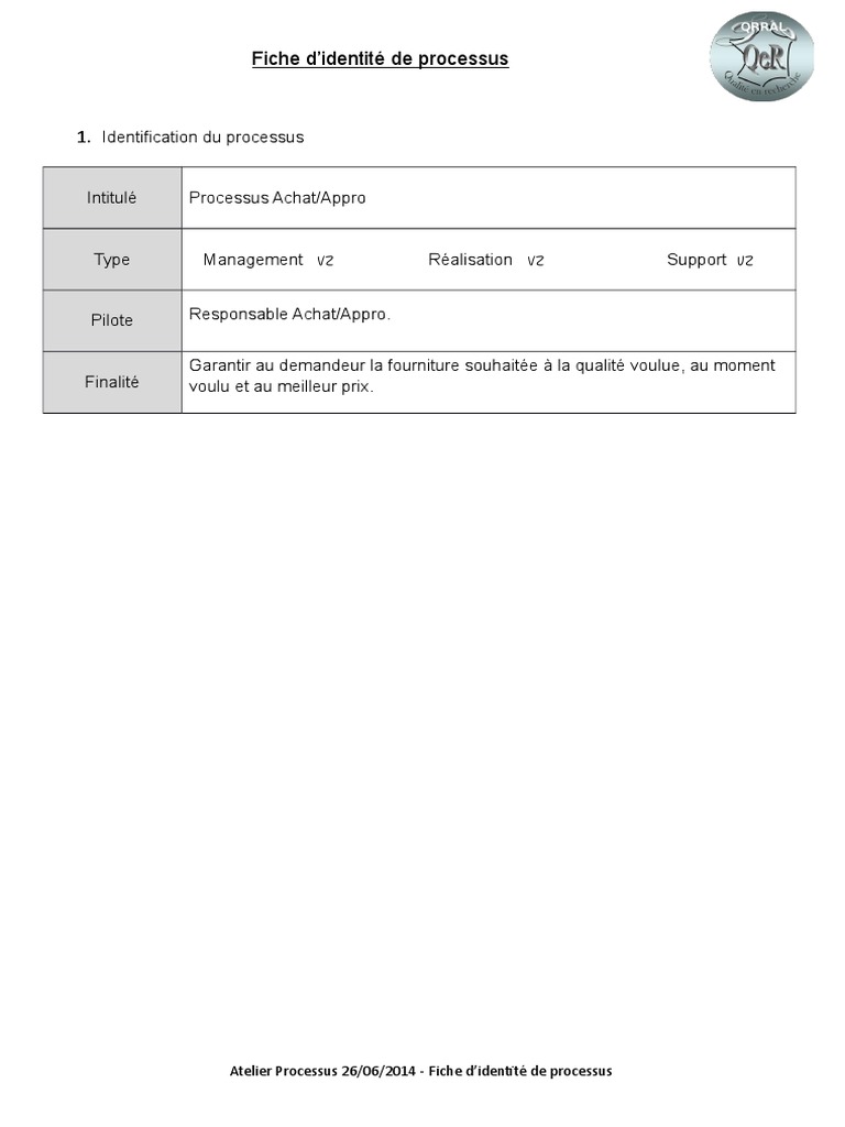Fiche d'Identité du Processus Achat | PDF | Informatique | Informatique