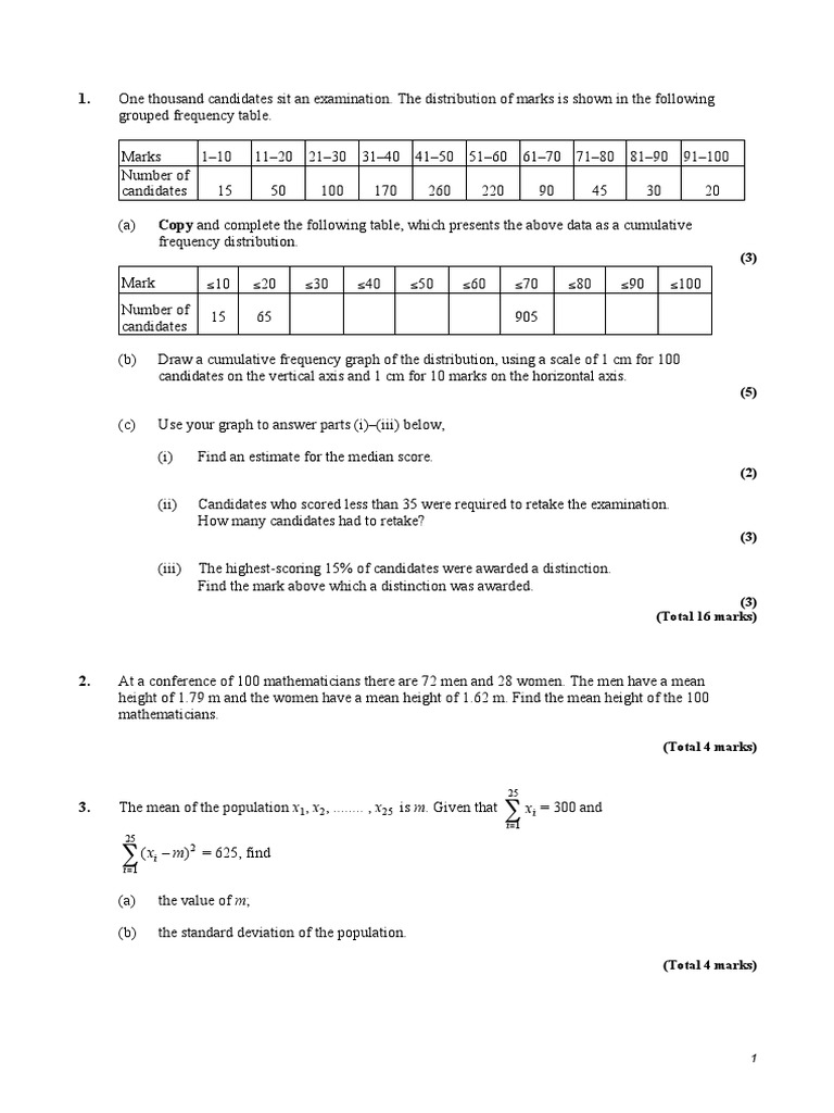IB Math SL Statistics Overview | PDF | Median | Statistical Analysis