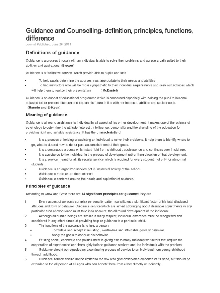 Guidance and Counseling Explained | PDF | Attitude (Psychology) | Behavior