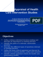 Critical Appraisal of Health Care Intervention Studies