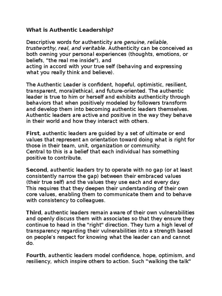 Authentic Leadership - Preread Geetha | PDF | Leadership | Academic ...