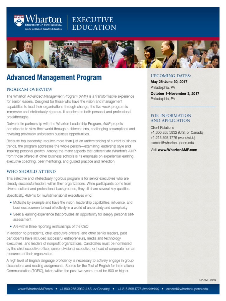 Wharton Advanced Management Program Overview | PDF | Wharton School Of ...