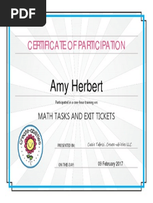 Certificate of Completion Math Tasks 1