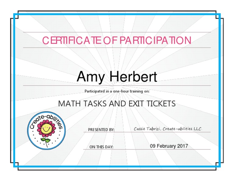 Math Training Certificate - Amy Herbert | PDF