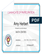 Certificate of Completion Math Centers