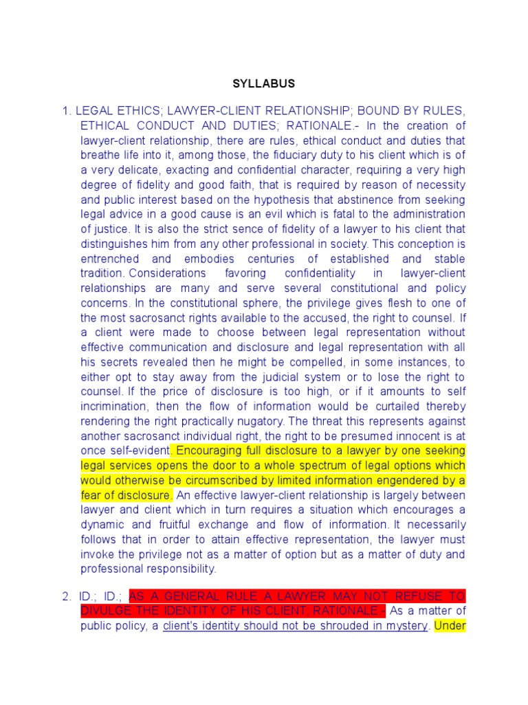 Legal Ethics PDF AttorneyClient Privilege Confidentiality