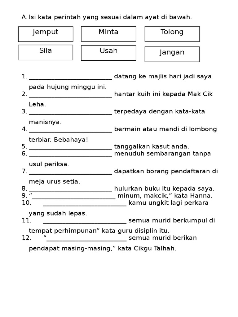 Isi Kata Perintah Yang Sesuai Dalam Ayat Di Bawah