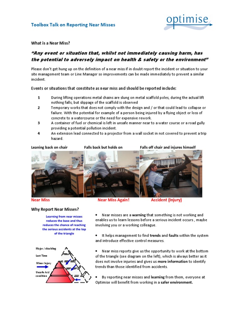 Reporting Near Misses for Safety | PDF | Occupational Safety And Health ...