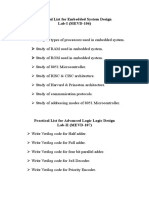 Practical List For Embedded System Design Lab-I (MEVD-106)