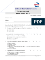 Safety Critical Operation Pre-Assessment