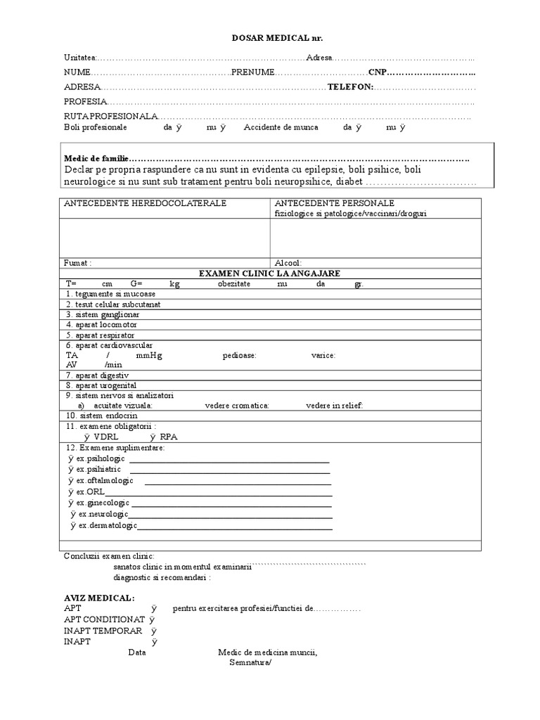 Dosar Medical 2015 | PDF | Wellness | Science & Mathematics