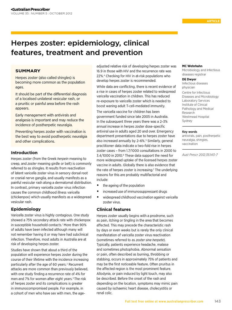 Herpes Zooster Pdf Herpes Simplex Public Health