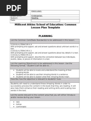 reading lesson plan