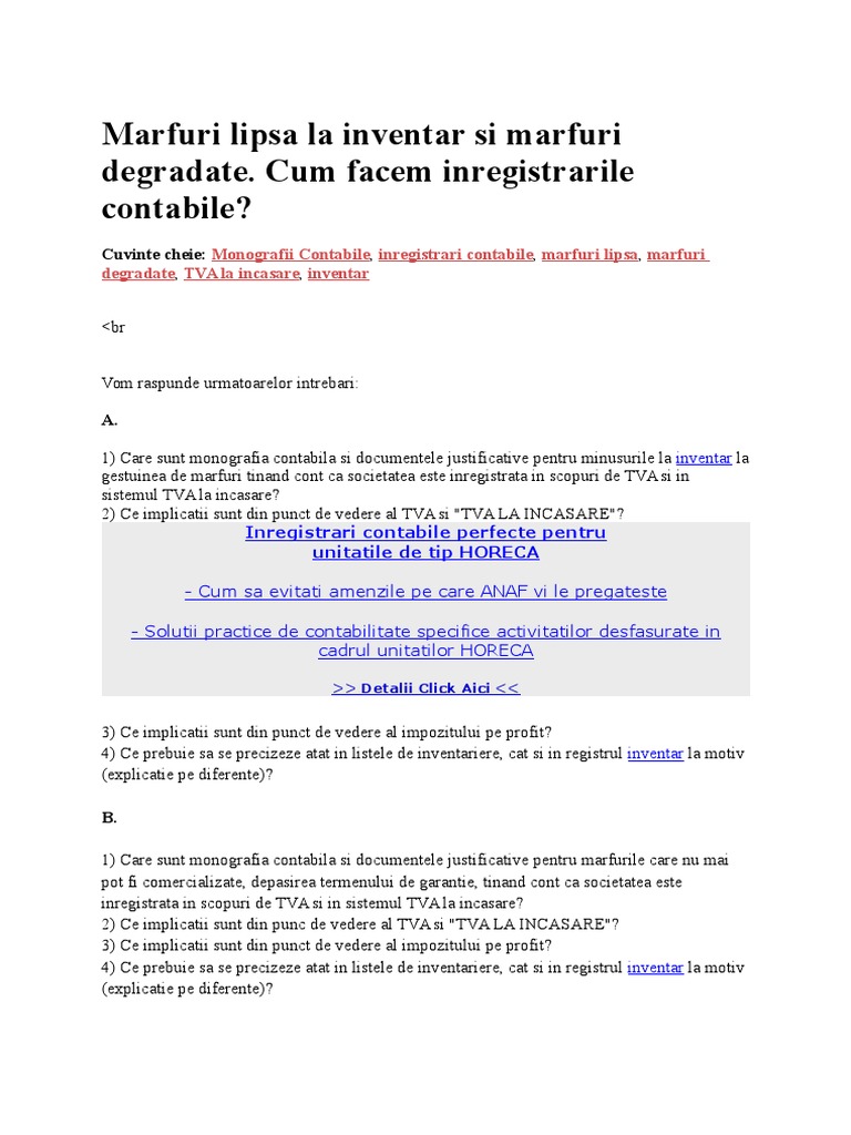 Marfuri Lipsa La Inventar Si Marfuri Degradate