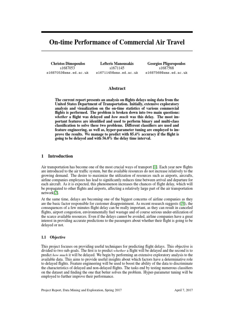 REPORT On Time Flights Performance PDF