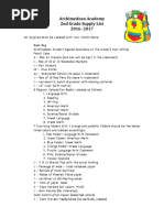 Archimedean Academy 2nd Grade Supply List 2016-2017