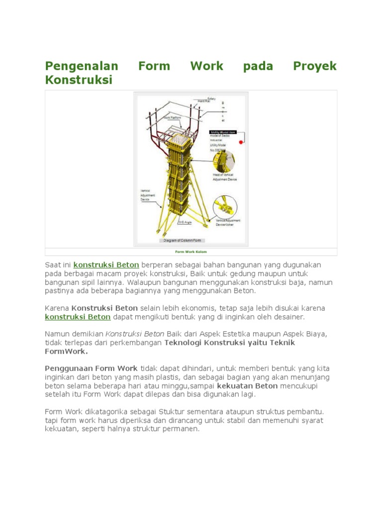Pengenalan Form Work dalam Konstruksi | PDF