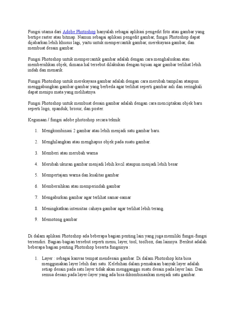 Fungsi Utama Dari Adobe Photoshop Hanyalah Sebagai Aplikasi Pengedit