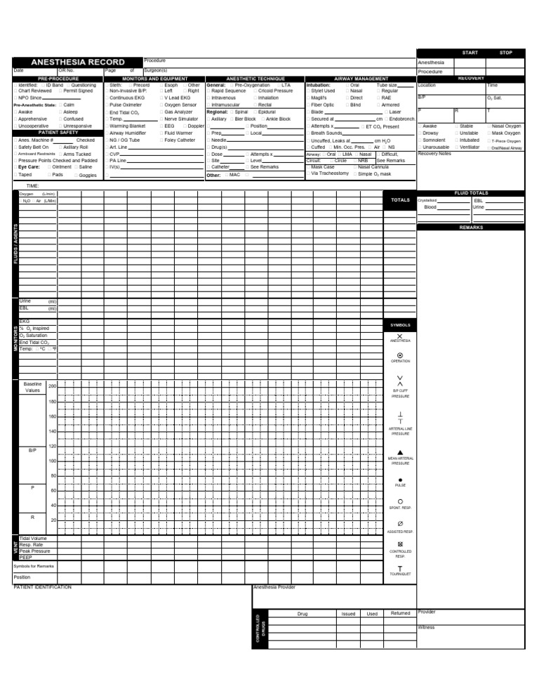 Veterinary Anesthesia Record Template | PDF | Anesthesia | Clinical ...
