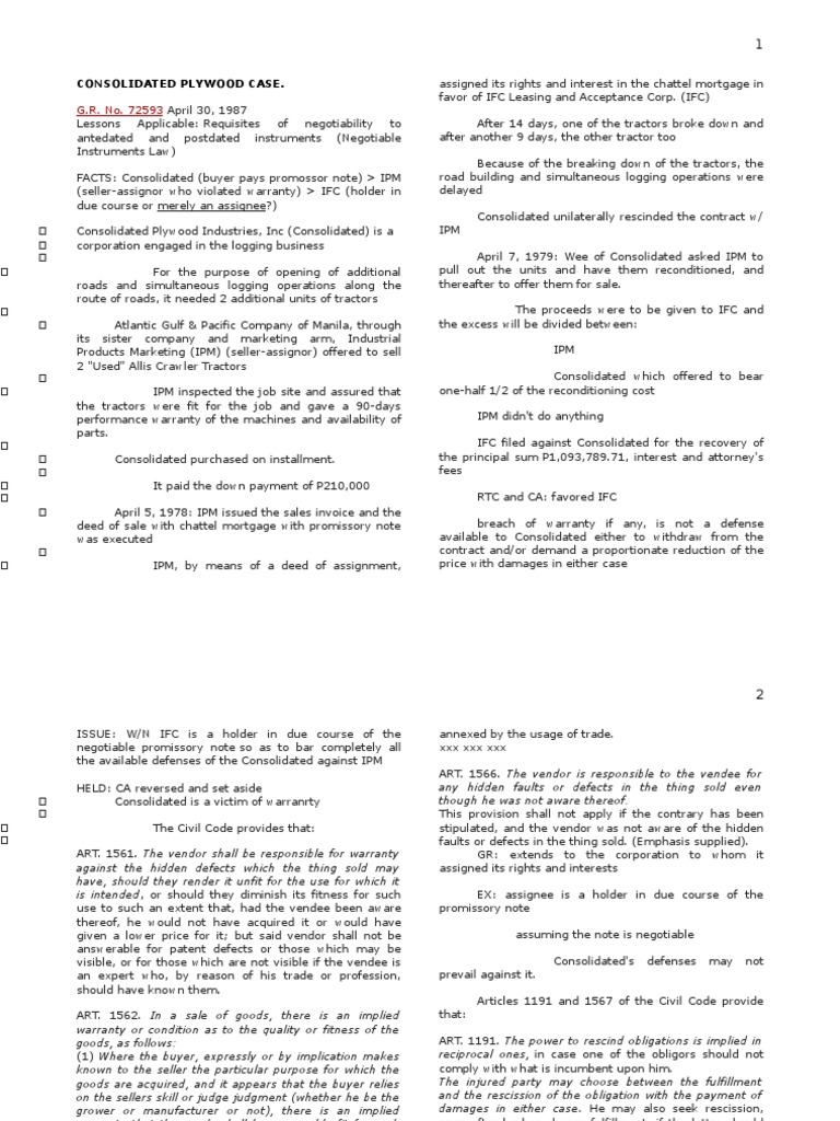 Holder in Due Course Cases PDF Negotiable Instrument Cheque