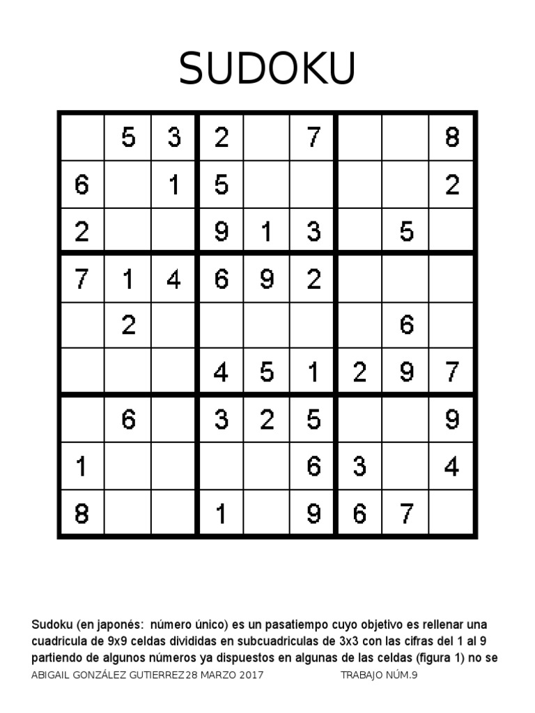 Sudoku Matem ticas Ciencia