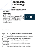Lecture One:: History and Geography Words Preview