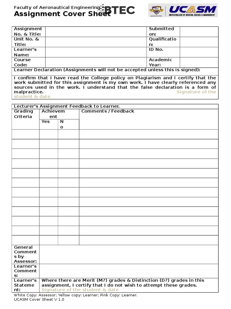 Assignment Cover Sheet | PDF