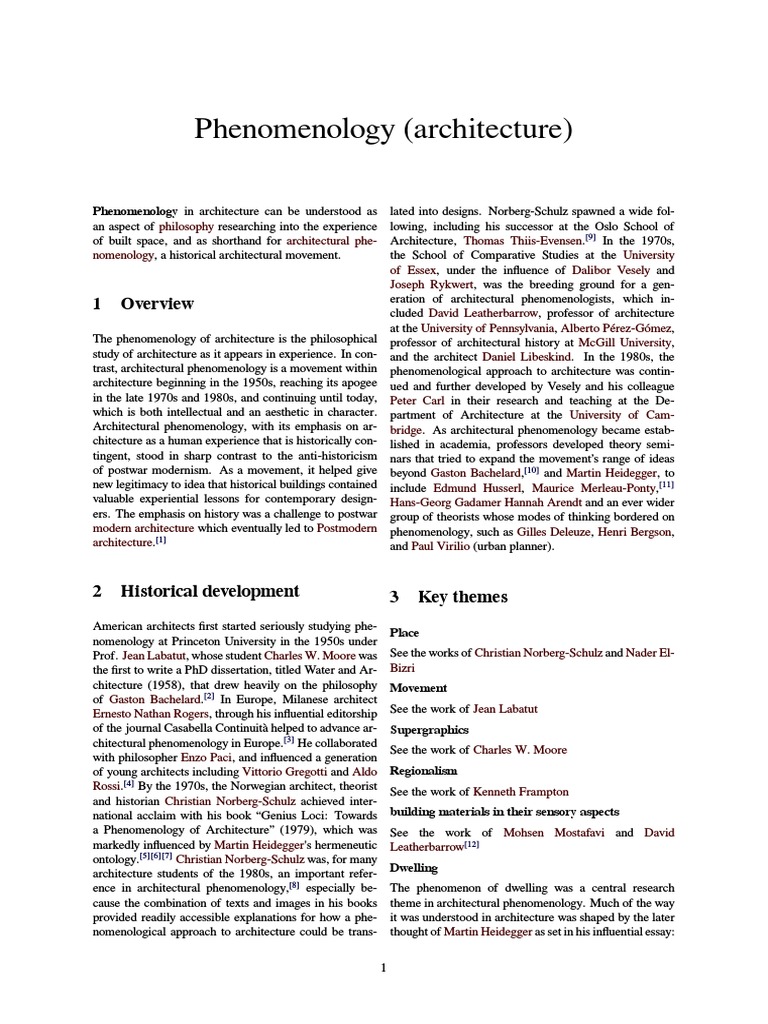 Phenomenology (Architecture) | Philosophical Methodology | Western ...