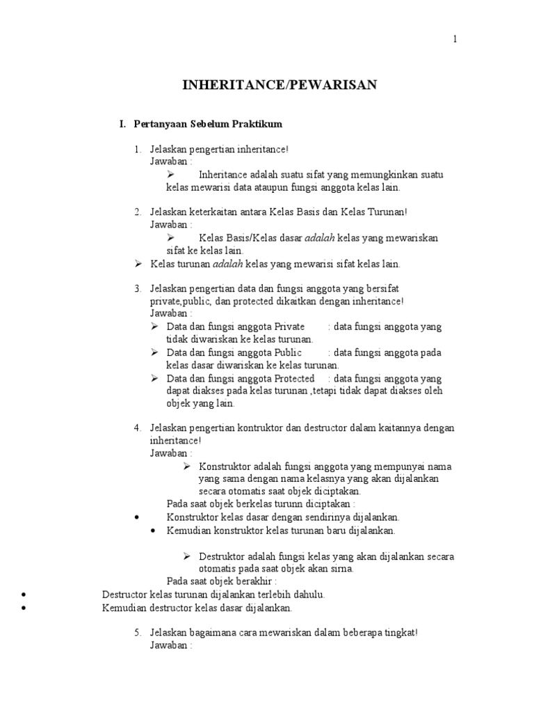 Pemahaman Dasar Inheritance dalam OOP | PDF
