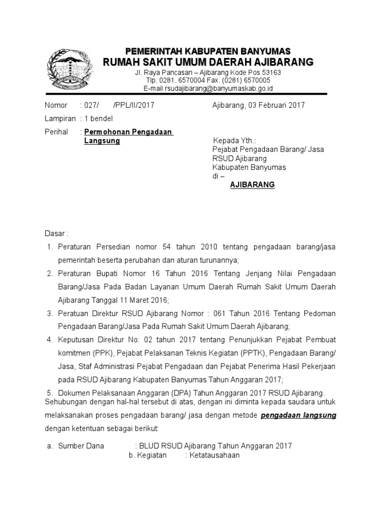 Contoh Surat Ppk Ke Pejabat Pengadaan