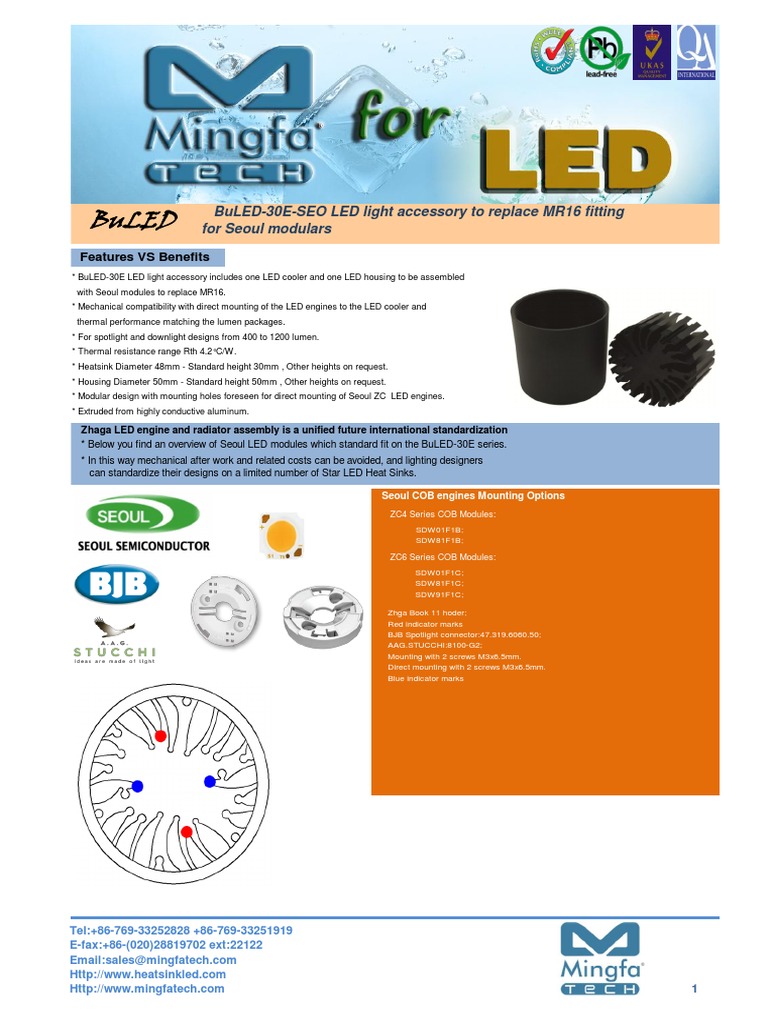 BuLED30ESEO LED Light Accessory To Replace MR16 Fitting For Seoul Modulars PDF
