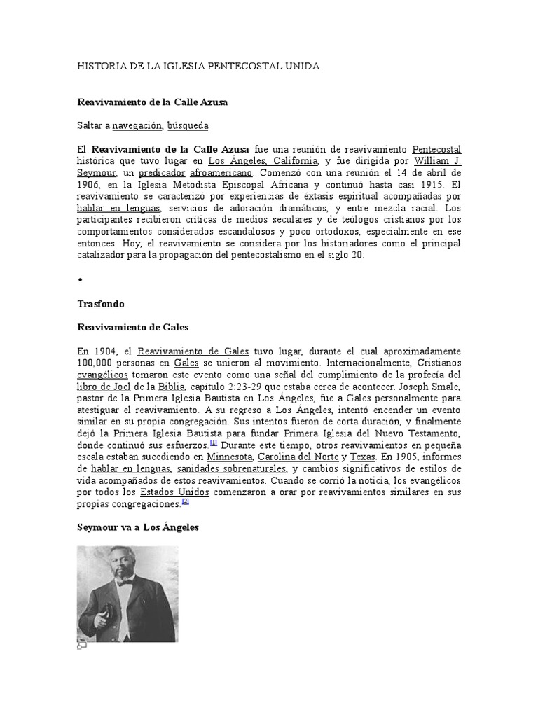 Historia de la Iglesia Pentecostal | PDF | Religiones mediterráneas ...