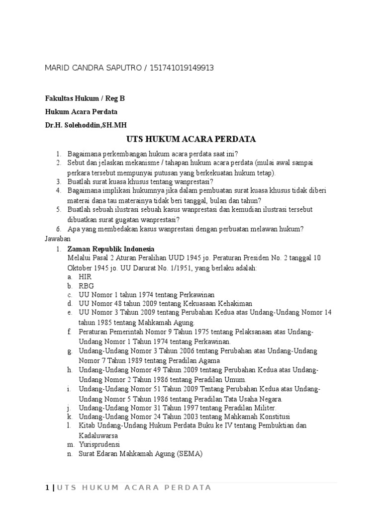 Uts Hukum Acara Perdata