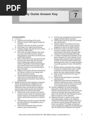 Leifer Chapter 07 Study Guide Answer Key | PDF | Childbirth | Anesthesia