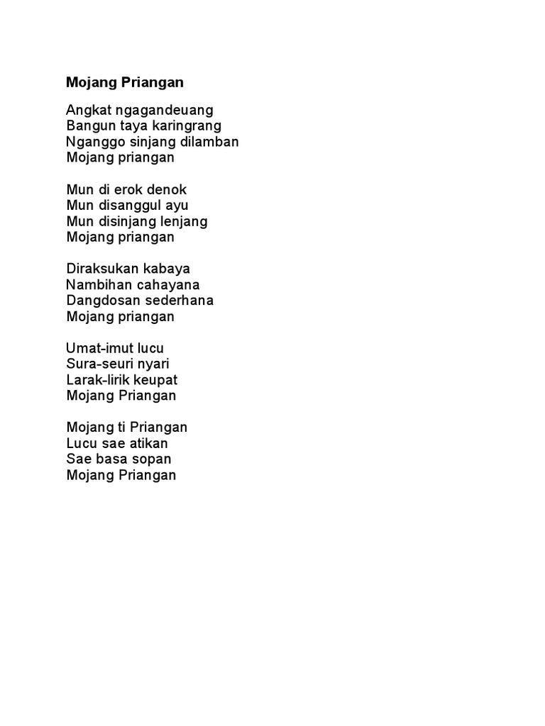 Lirik Lagu Mojang Priangan Pdf