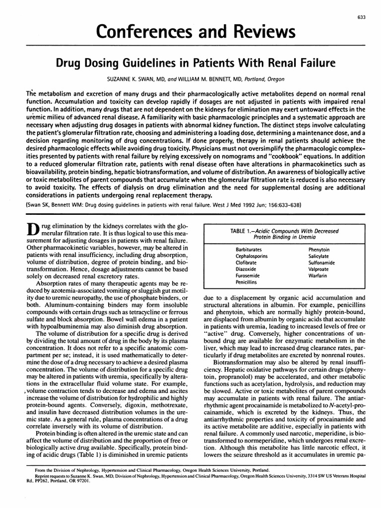 Drug Dosing in Renal Failure Patients | PDF | Renal Function | Creatinine